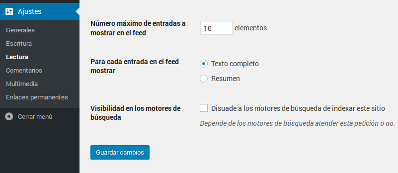 Desactivar la casilla que evita que los buscadores enlacen tu sitio web