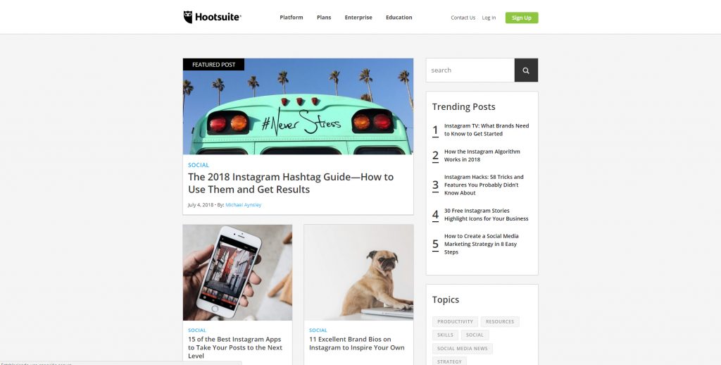 Diseño Web con WordPress Plataforma Hootsuite Blog