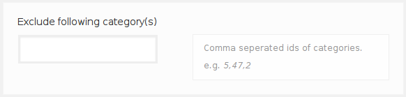 Exclude following category(s)