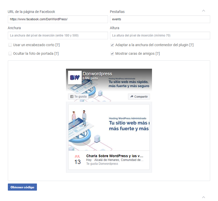 Eventos de Facebook Plugin