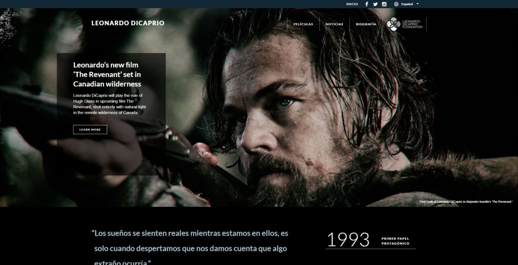 Diseño Web con WordPress web Oficial Leonado DiCaprio