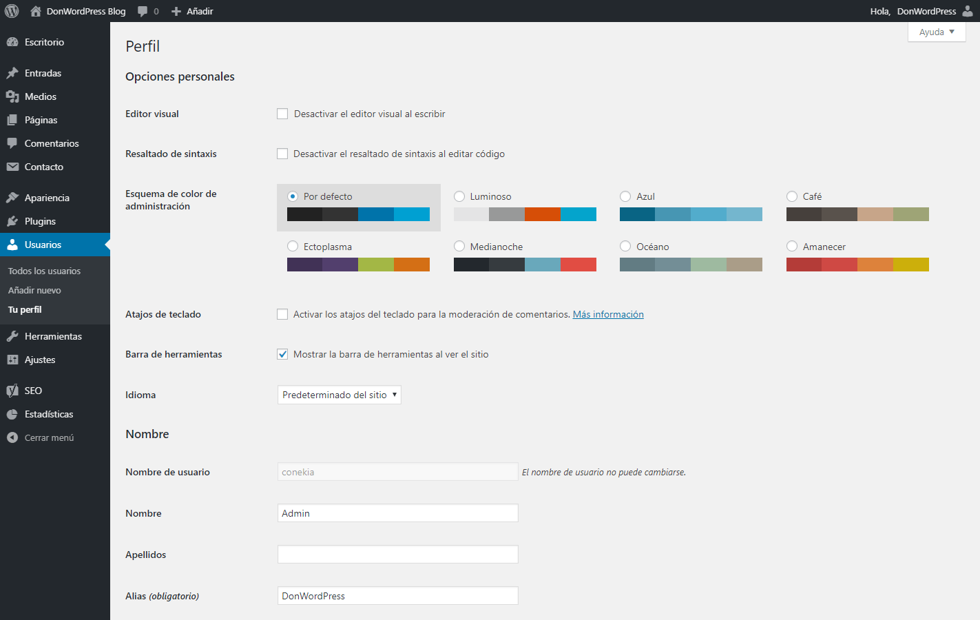 Editar un usuario de WordPress